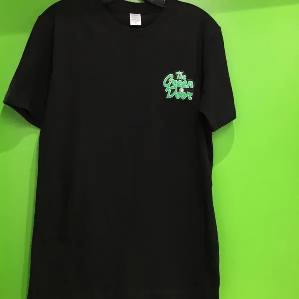 Black Green Door T-shirt with the script logo