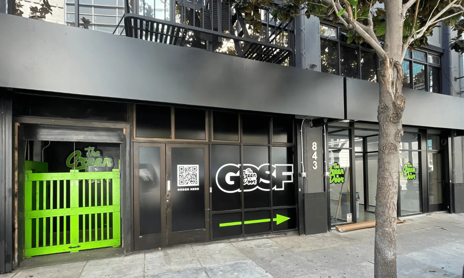 The Green Door storefront at 843 Howard Street